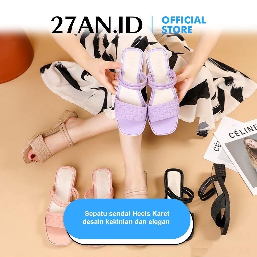 SANDAL SEPATU WEDGES WANITA MOTIF KULIT BUAYA SANDAL HEELS SLOP JELLY