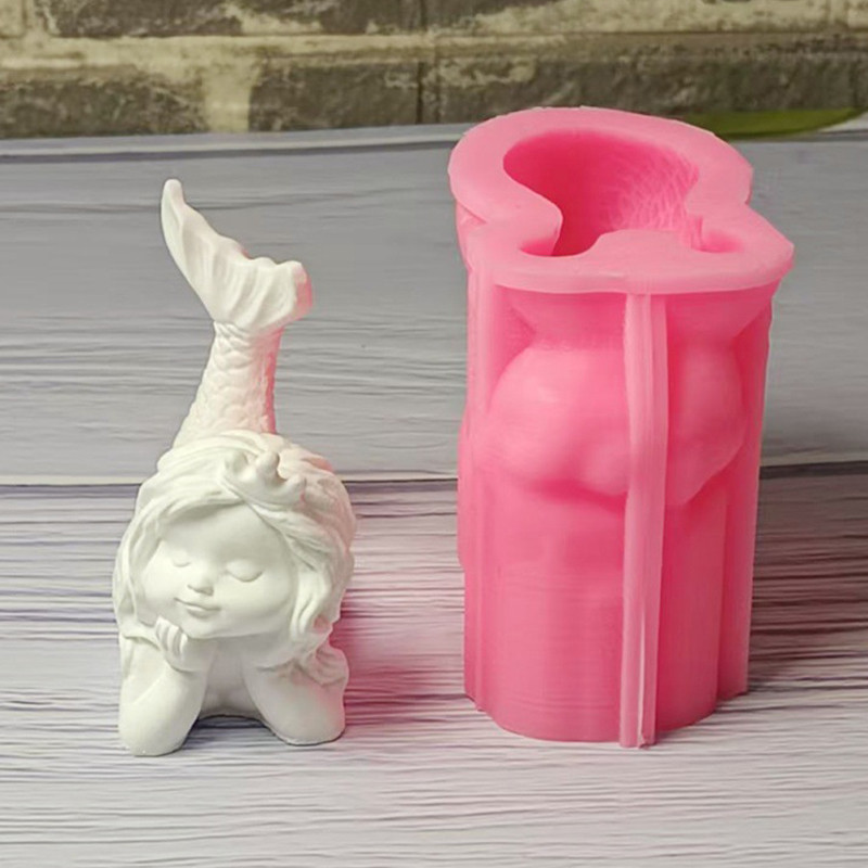

1 piece, 3D mermaid fragrance candle silicone mold DIY resin mold gypsum hand soap cake decoration display piece