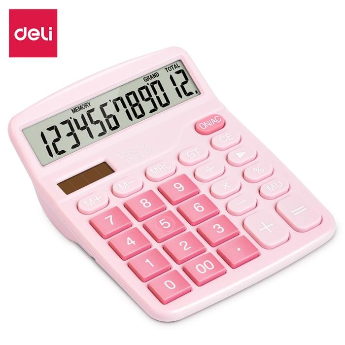 

⪩ PROMO⪨Limited Stok [kuyamol] Deli Desktop Calculator / Kalkulator Meja Dual Power TE837C - Merah Muda
