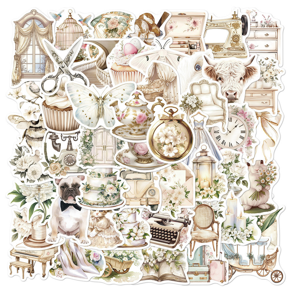 

10/30/50pcs Retro Vintage Art Stickers Aesthetic Decals Waterproof DIY Laptop Phone Fridge Scrapbook Artsy Decoration Sticker