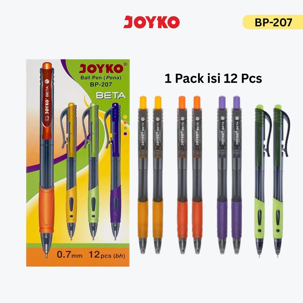 JOYKO Ball Pen Pulpen 1 Pack BP-207 Beta 0.7mm Isi 12 Pcs