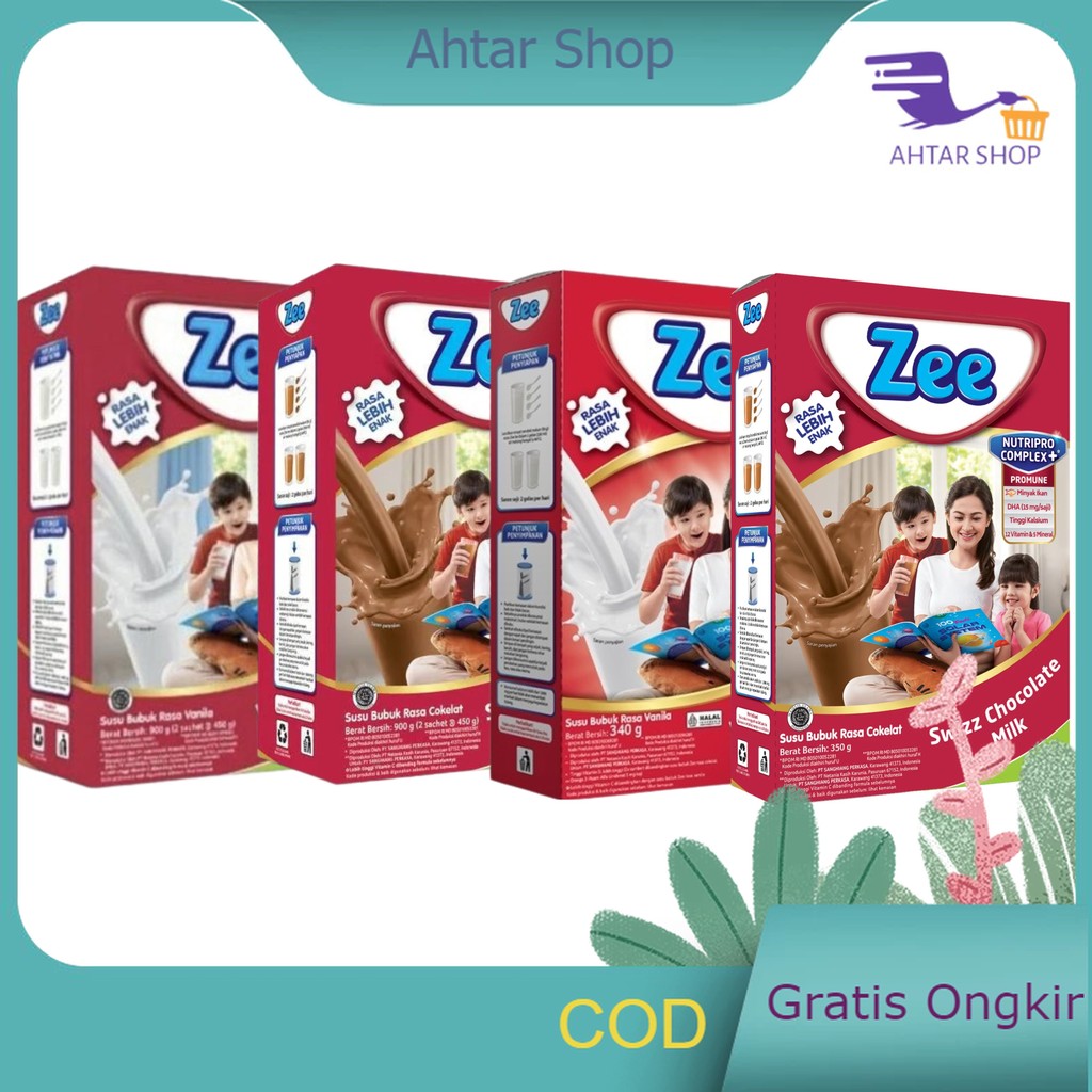 Susu Zee Reguler Dan Platinum 350gram Rasa Coklat Vanila Strawberry agar anak Tumbuh Tinggi lebih ce