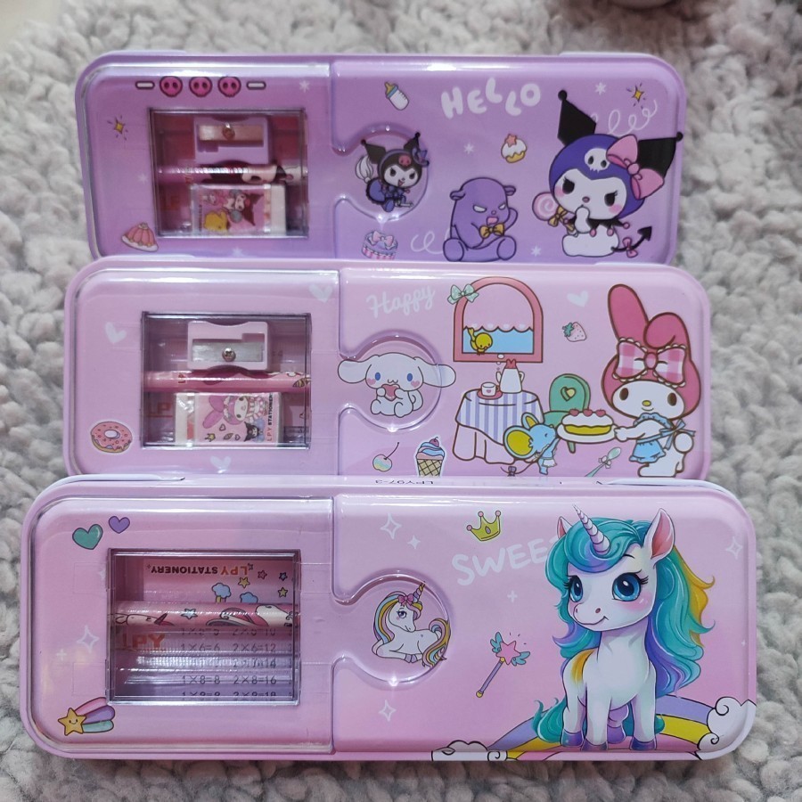 

kotak pensil karakter sanrio super hiro labubu set alat tempat pensil kuromi case kaleng bahan bagus
