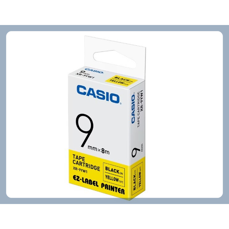 

Casio XR-9 mm YELLOW — Label Tape 9 mm X 8 m Kuning dengan Tulisan Hitam, Untuk Label Printer Casio