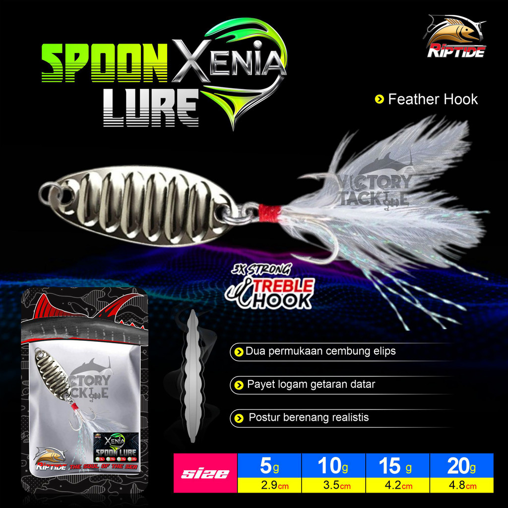 RIPTIDE XENIA SPOON BERAT 5 10 15 20 GRAM UMPAN PANCING SPOON CASTING LURE KILLER TARGET TENGGIRI BA