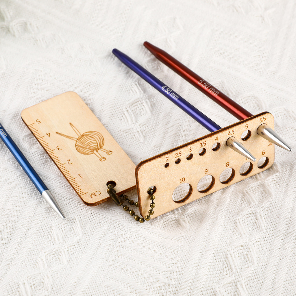 

1pcs Natural Wood Knitting Needle Gauge Ruler Measuring Tool Rectangle Crochet Hooks Ruler DIY Sewing Accessories Supplies