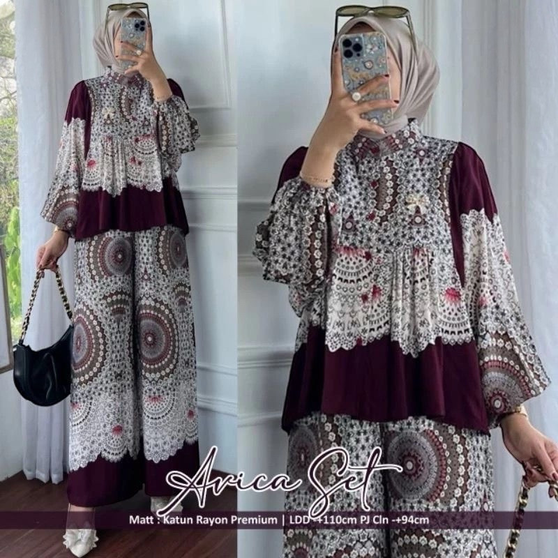 LIM_STORE TERBARU AVICA SET RAYON LD 110 & LD 120 CELANA KULOT TANGAN BALON // ONE SET RAYON // SETE
