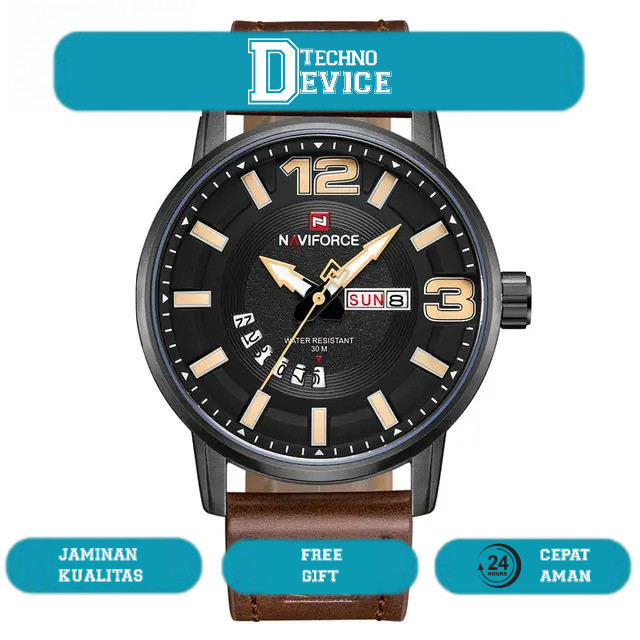 JAM TANGAN NAVIFORCE NF9143 DAY DATE ORIGINAL ANTI AIR ( 7W )