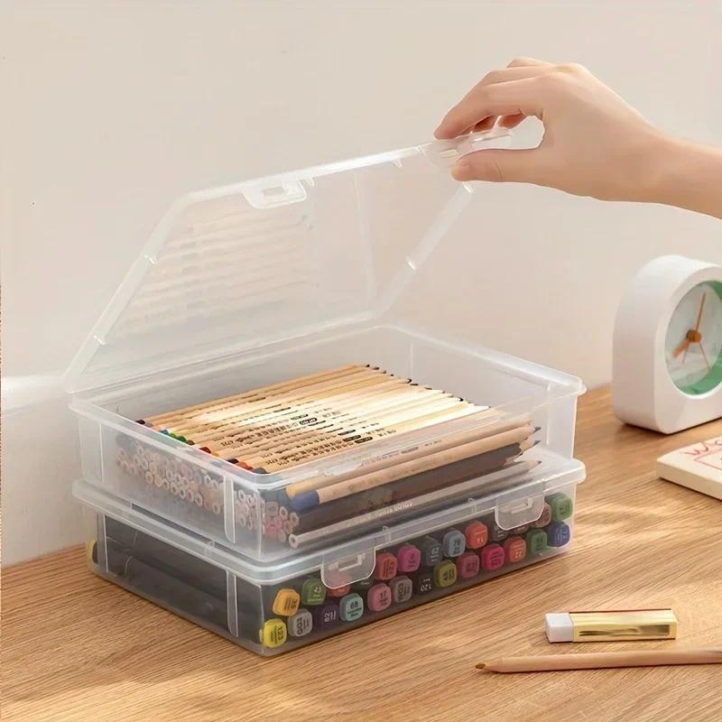 

Large Transparent Pencil Case - Plastic Storage Box for Notebooks, Sketch Markers & School Supplies,Back To School Supplies