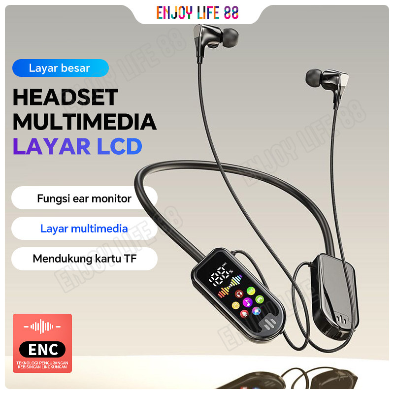 Bluetooth Headphone CL88 Leher Nirkabel Earphone Clear CallHiFi Sounds dengan Layar LCD Baterai Ultr