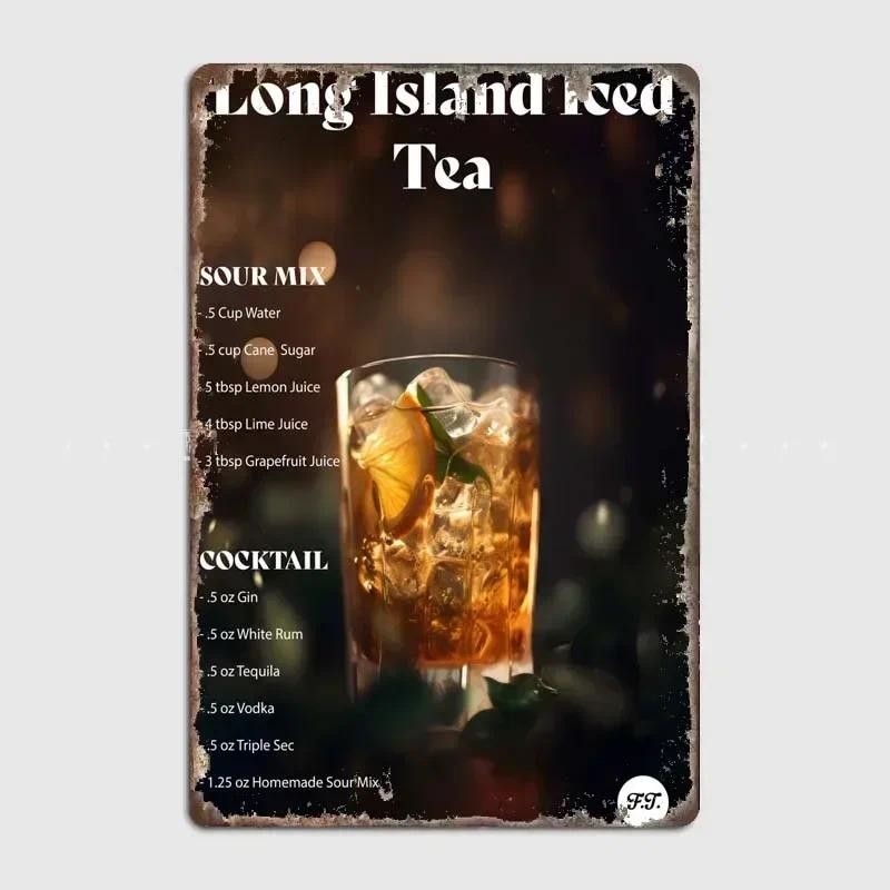 Long Island Iced Tea  Elf Bar Tin Metal Wall Plaque - Vintage Artistic Sign - Modern Aesthetic Art P