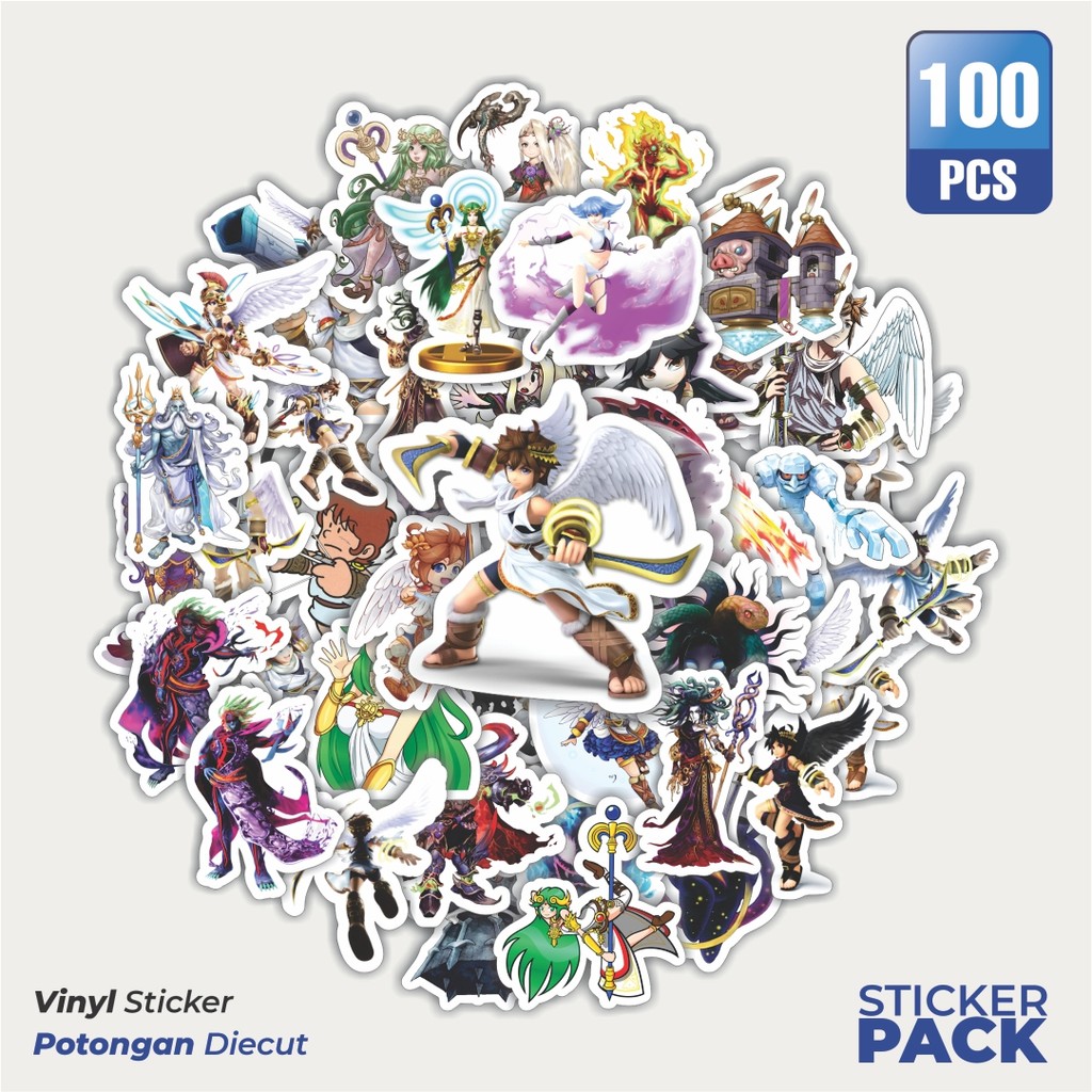 

100 PCS STIKER Stiker Game Series Kid Icarus Karakter Mix 1 Waterproof Aesthetic- Untuk Laptop, Motor, dan Helm - Paper Stationery Pack