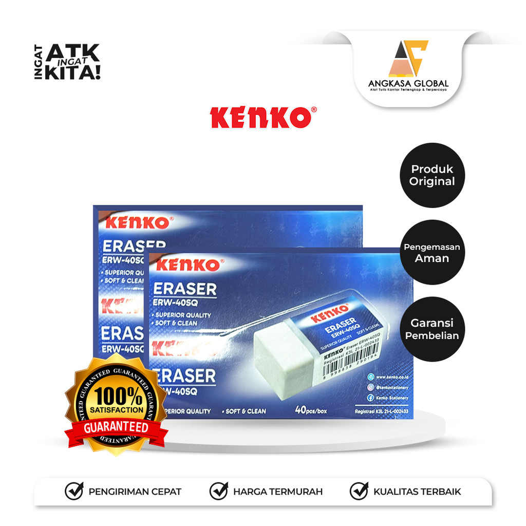 

KENKO PENGHAPUS PUTIH/ ERASER ERW-40SQ (1PACK/ 40PCS)