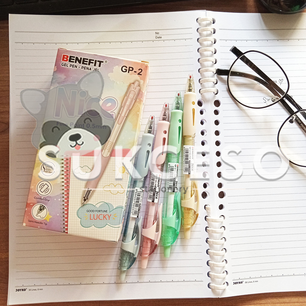 

Benefit Gel Pen Retractable GP-2 SATUAN Pena Pastel Tinta Hitam