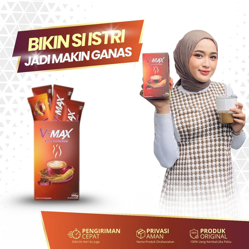 

V-MAX Kopi Ginseng Rasa Cokelat @300 Gram - Coffee Vmax Original (Privasi Pengiriman Aman)