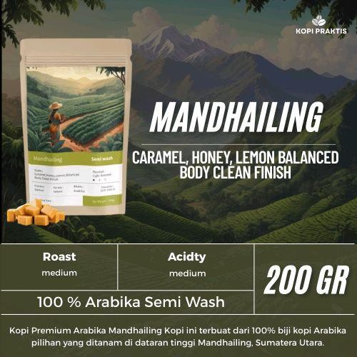 

ROASTED BEANS ARABIKA SEMI WASH MANDHAILING 200 GR | BIJI KOPI SANGRAI | Coffee - GILING HALUS
