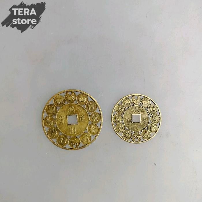 koin 12 shio koin dikelilingi 12 shio isi 1 koin fengshui lucky coin hoki - 4.5 cm