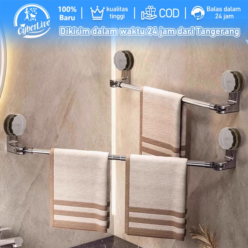 Tempat Gantungan Handuk Kamar Mandi Hisap Rak Handuk Gantung Dapat Ditarik Stainless Tempat Anduk Ka