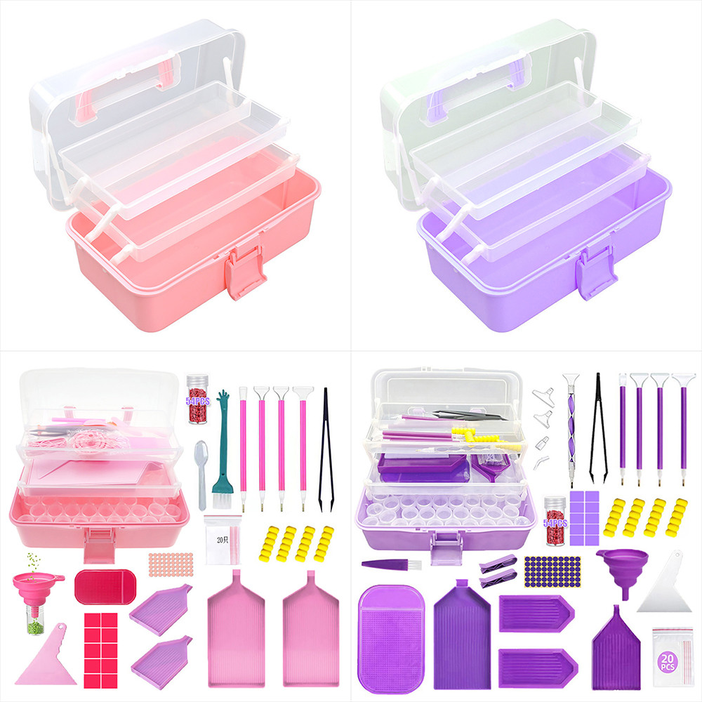 

Diamond Painting Accessories Suitcase Art Tray Organizer Plastic Drawer Tools Beads Accessory Kit Rhinestones Pens Plateau Pen