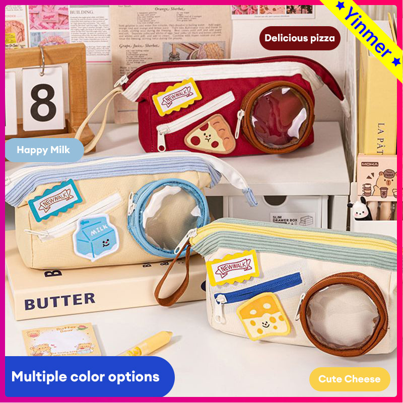 

COD✨ Tas Pensil Retro untuk Pelajar Tas Pensil Velcro Lucu Kotak Alat Tulis Kapasitas Besar-Yinmer