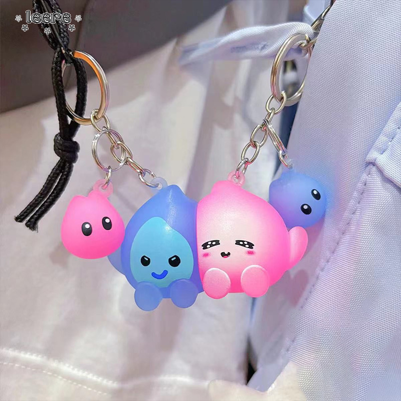 COD Boneka Kreatif Bercahaya Magnetik Api Kecil Pria Rantai Kunci Pendant Pasangan-Le