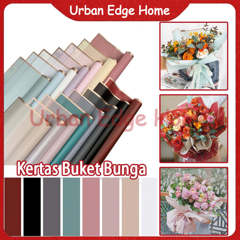 

20 Lembar Kertas Bunga Buket List Gold Color / Kertas Buket Bunga Cellophane Florist Goldline / Wrapping Paper Waterproof / Flower Wrapping