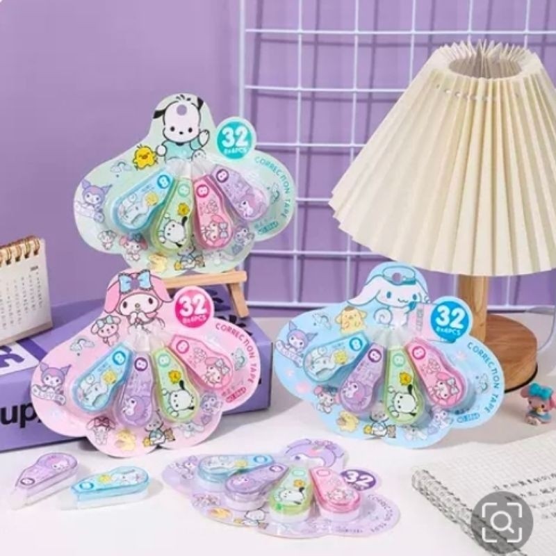 

TIPE X Pita Sanrio, Tipex set 4 Pcs Sanrio Tip Ex Sanrio isi 4 Buah
