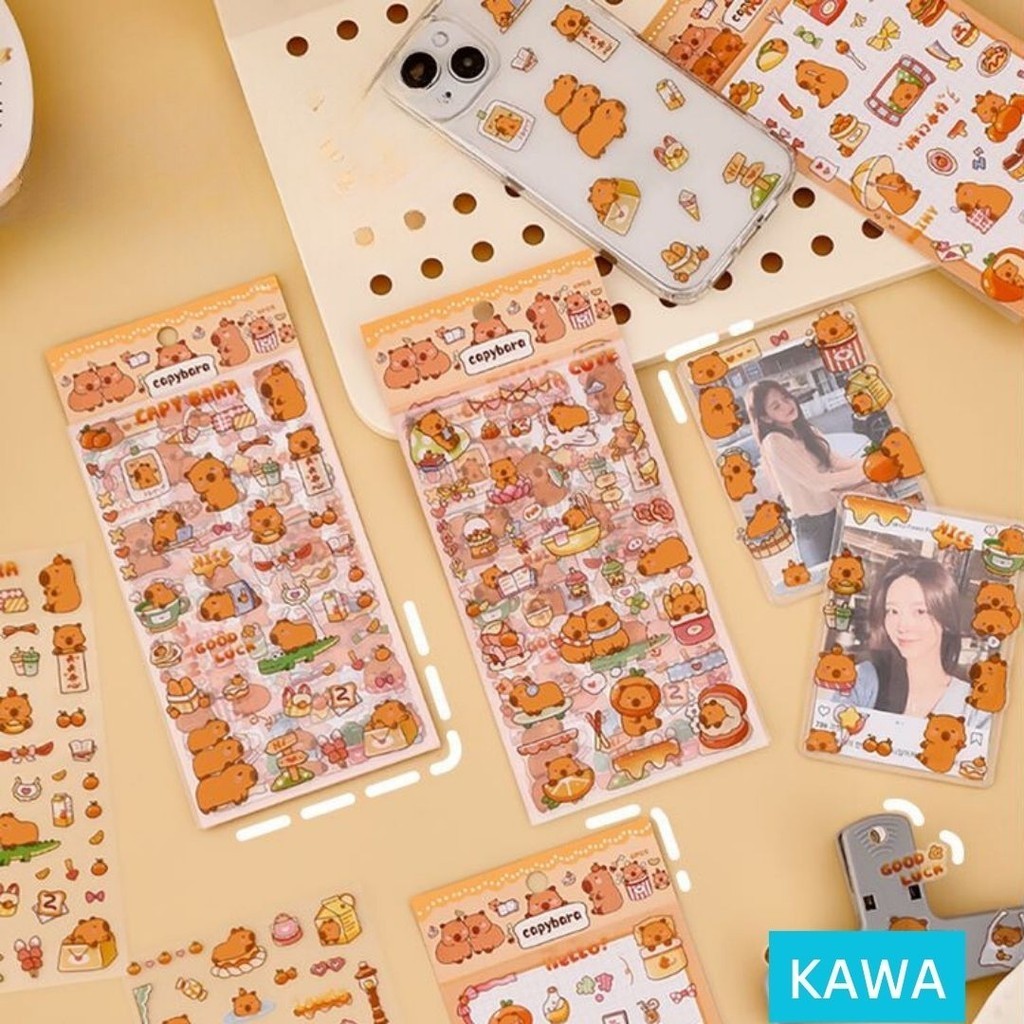 

KAWA Stiker Capybara Isi 6 Lembar Random Lucu Menggemaskan Cutting Sticker Motif Kapibara Aesthetic Estetik Scrapbook