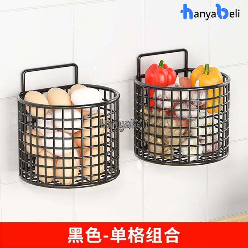 Rak Bumbu Dapur Gantung Tempel Dinding Rak Penyimpanan Bawang Putih Jahe Bumbu Dapur Rak Keranjang