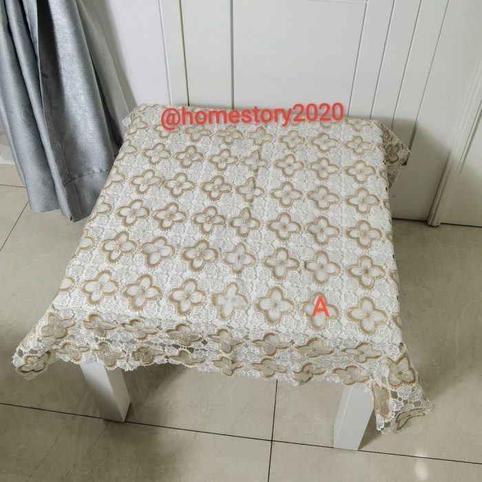 New Taplak Meja Tamu Segi empat Bordir Taplak Meja Kotak uk 85x85 - Motip A