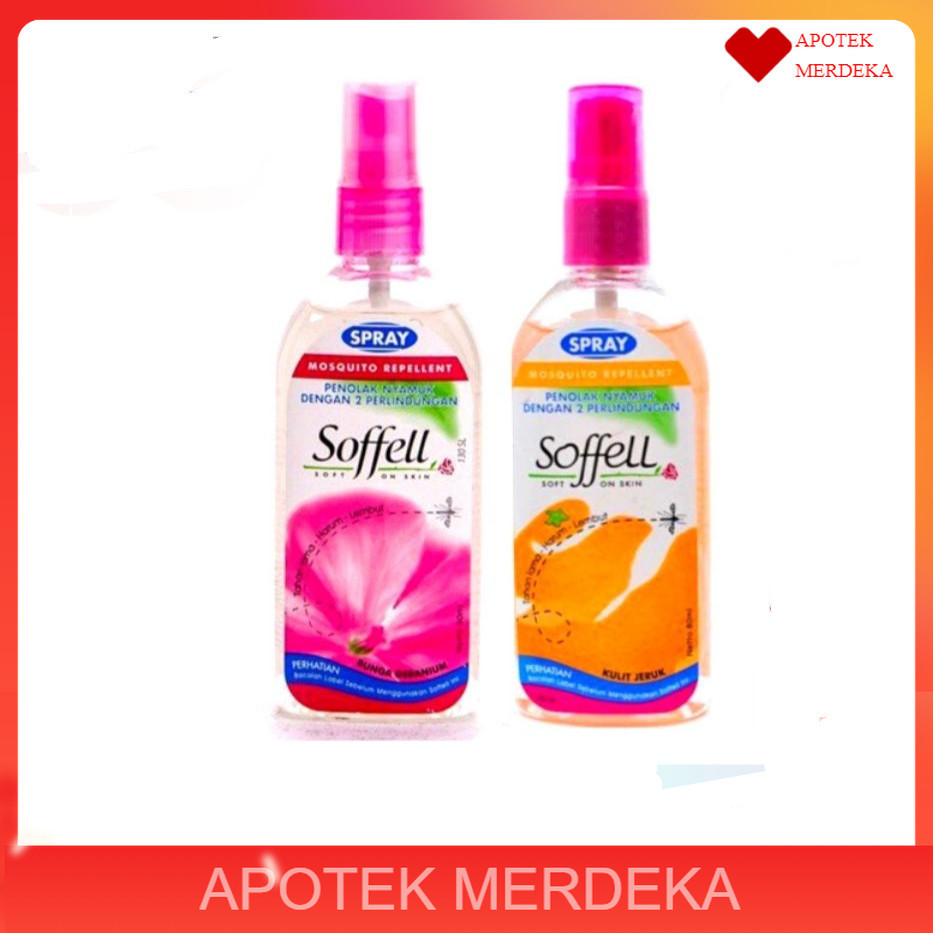 SOFFELL SPRAY 80 ML Wangi Bunga Geranium & Kulit Jeruk - Semprot Penolak Anti Nyamuk Soffel Sofel