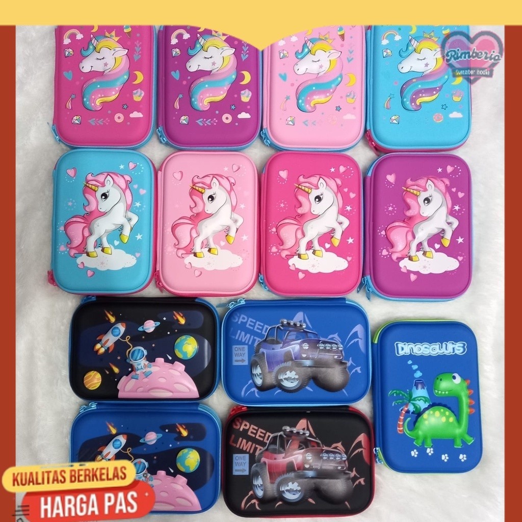 

COD, ready: Tempat pensil kotak pensil 3D Unicorn Hardtop Pencil Case tempat pensil mermaid