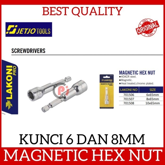 JETJO Magnetic Hex Nut Kepala Bor Untuk Baut 6mm 8mm 10mm SDS Roofing