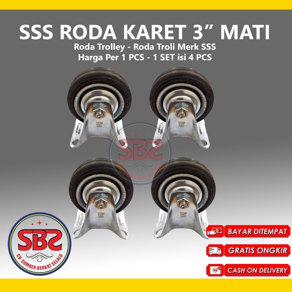 SSS Roda Karet 3inch 3" Mati - Roda Karet SSS /Roda Karet Triple S - Roda Karet Troli Trolly Etalase