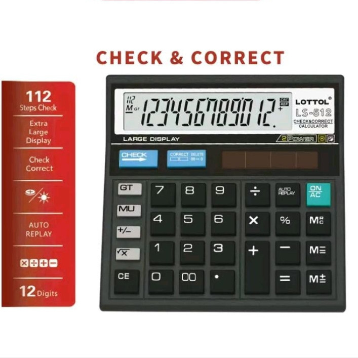 

Kalkulator Check & Correct 12 Digit Kalkulator Layar Besar Dual Batre kirim random