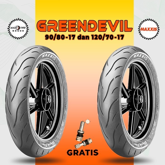 Sepasang Ban Motor   -    MAXXIS GREENDEVIL 90/80-17 dan 120/70-17 Tubeless