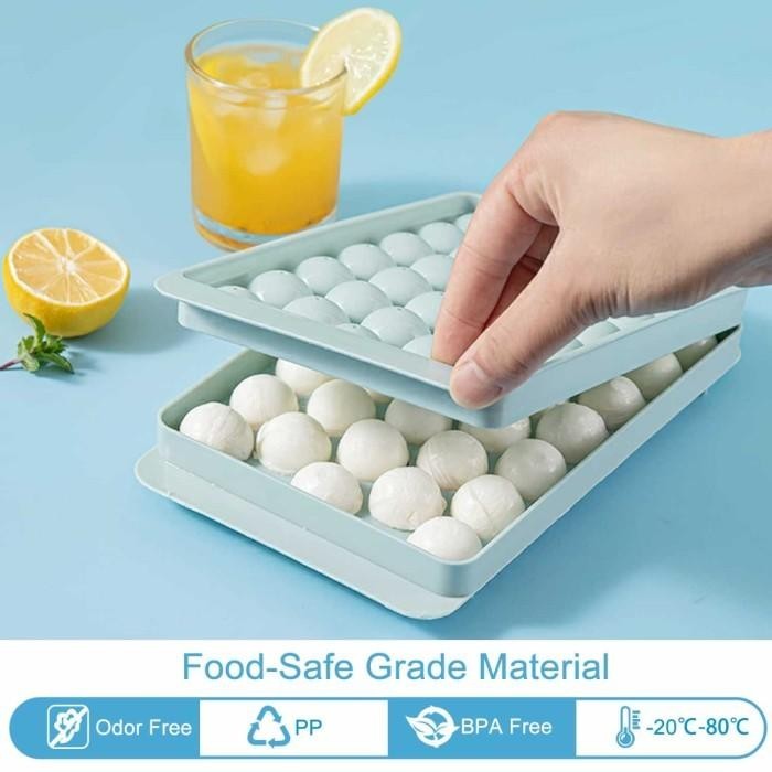 Cetakan Es Batu Bolong Tengah Jelly Bulat 33 Grid Ice Cube Tray BPA Free, Tetakan es batu untk Juala