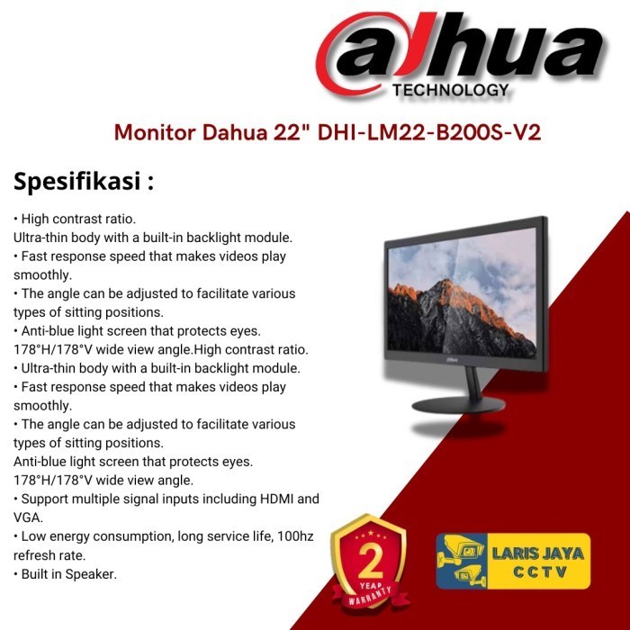 Monitor Dahua 22 Inch 22" DHI-LM22-B200S-V2
