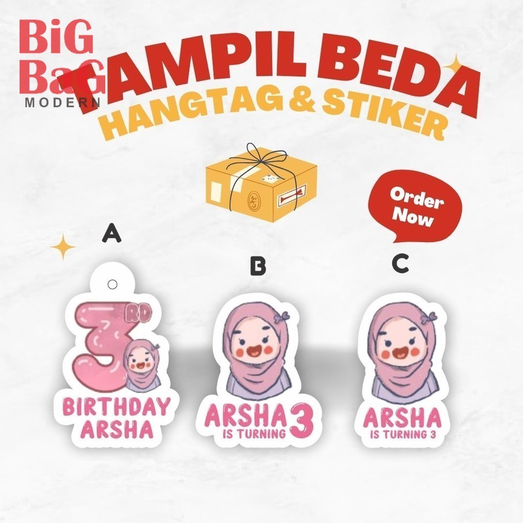 

BIGBAGPRINT- (20pcs) Hang tag & stiker ulang tahun edisi KIDS label tag murah hang tag ulang tahun tag souvenir