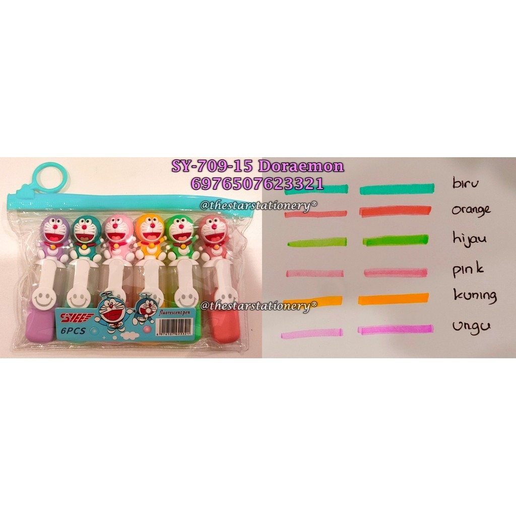 

(1 Set Isi 6 Pcs) GROSIR Highlighter Kepala Doraemon SY-709-15 / Highlighter Mini Boneka Doraemon