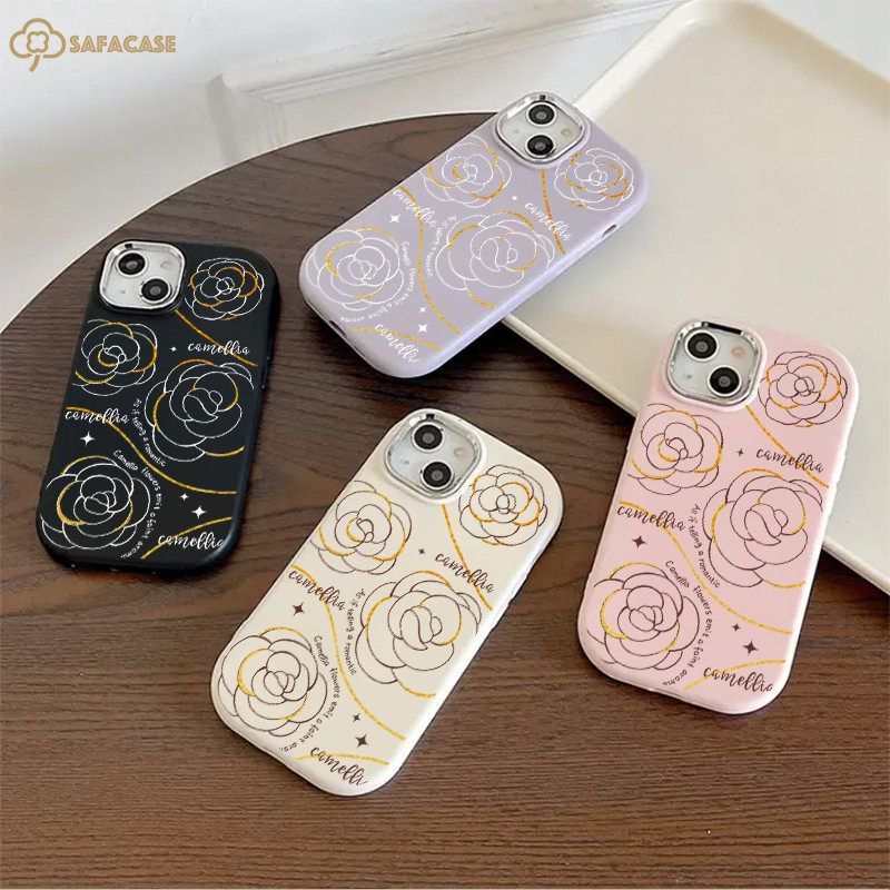 iPhone 11 15 13 12 14 Pro Max XR iPhone 7 Plus 8 6 6S XS Simple Creativity Gold-Rimmed Rose Line Dra