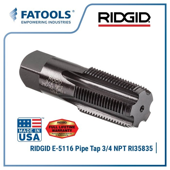 

GB99 RIDGID 35835 E5116 Pipe Tap 3/4" NPT Hand Tap Pipa Drat Ulir Snai