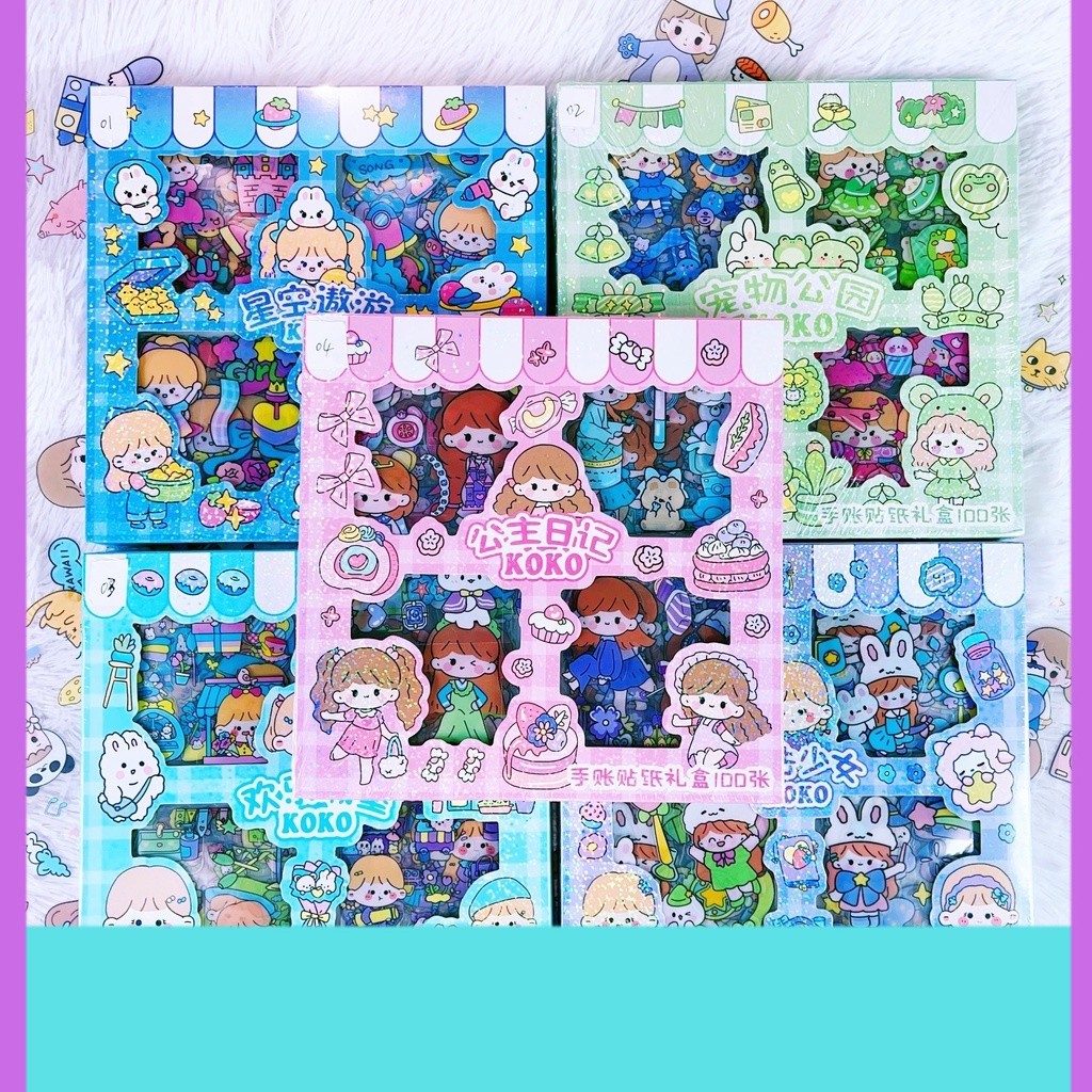 

<> (cod)murah Lembar Stiker Gelas HP Buku Motif Kartun Korea Lucu Anti Air Dekorasi Handbook Scrapbook DIY Yang baru