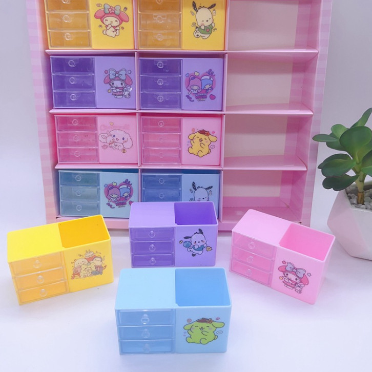 Tahan Lama Poky - 6401 Laci Kecil Motif Karakter / Kotak Organizer Mini Plastik / Rak Kecil Lucu /