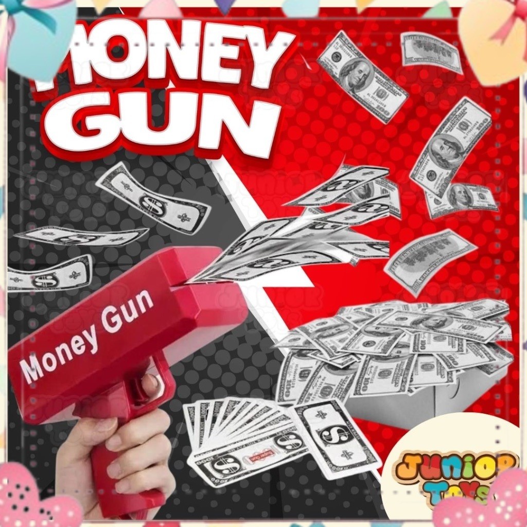 Money Gun Pistol Uang Uangan Mainan Anak Cash Toys