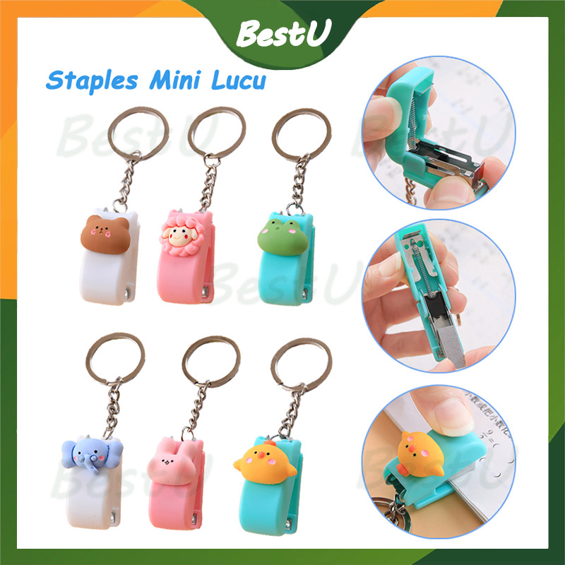 Staples mini lucu/ staples mini karakter /gantungan kunci staples /stapler /hekter/ staples kecil/ga