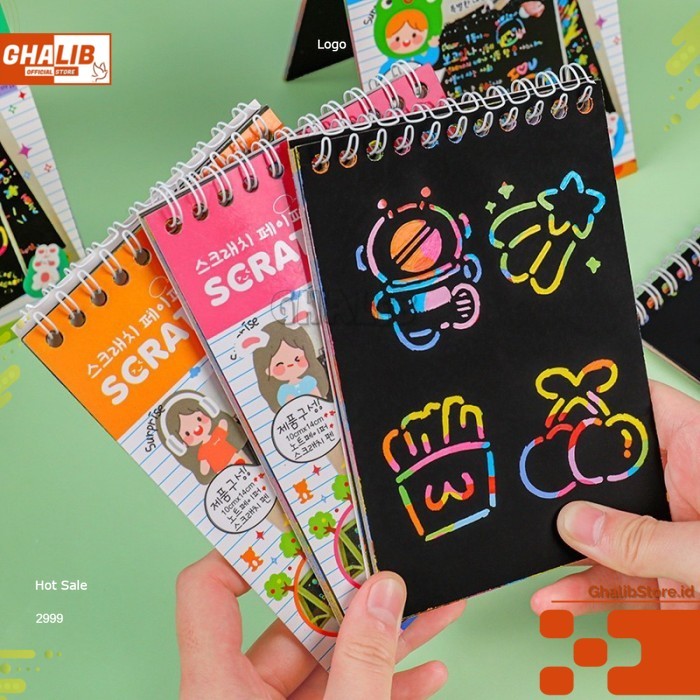 

NOTE Book Buku Gambar Gores Magic Warna Warni Kecil Black Cardboard Edukasi SCRATCH PAPER NOTE
