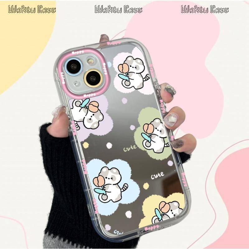 Casing Mirror Case Hard Case OPPO VIVO A15 A16 A17 A57 A7 A54 A38 Iphone Fashion Cute Case Samsung