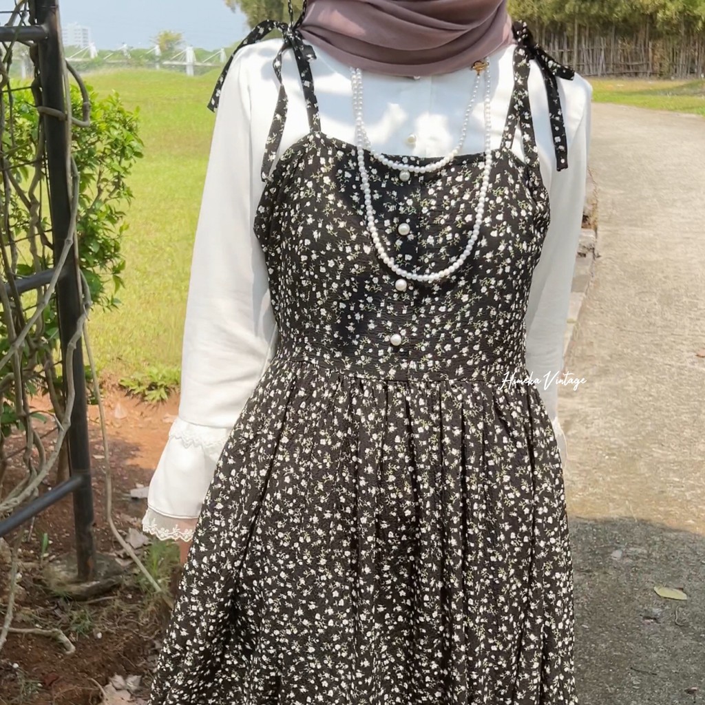Zy Himeka Vintage - Rosella Overall - Vintage Cottagecore Overall - Floral Overall Dress