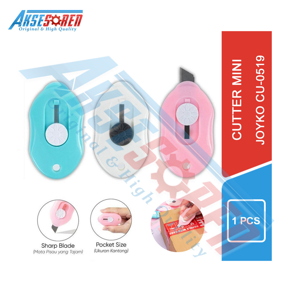 

Aksesoren Cutter Kecil Joyko [CU-0519] / Alat Pemotong Kertas Plastik Kardus Kain / Silet Kater Cuter Pisau Pemotong Mini Portable